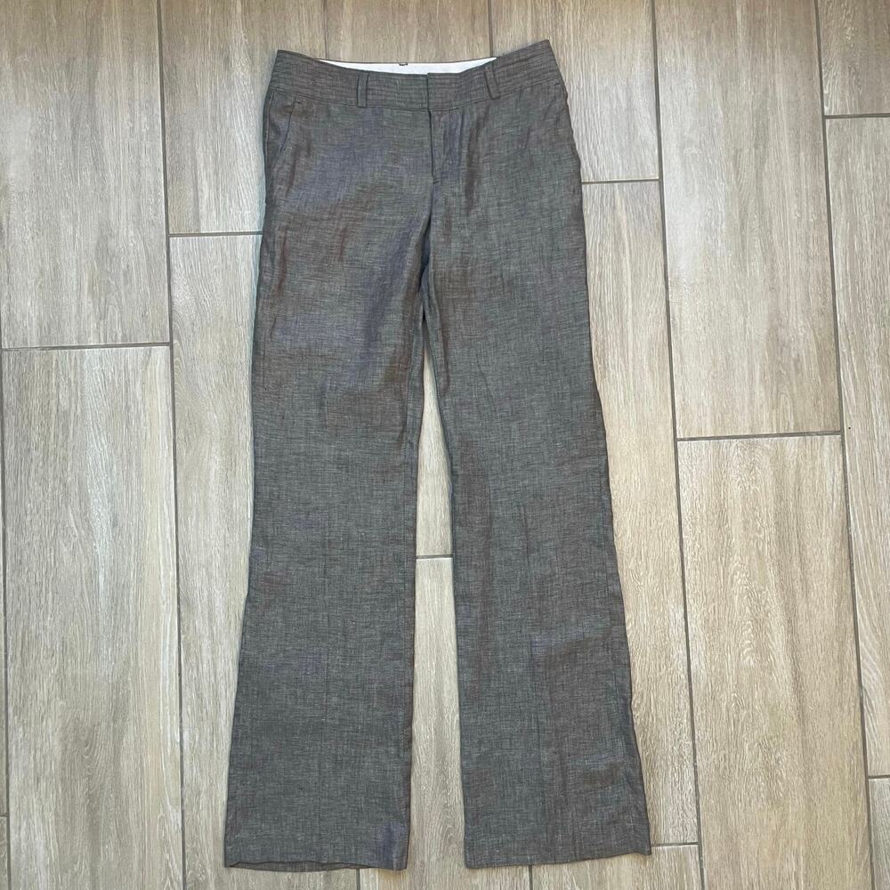 Banana Republic Martin Fit Linen Blend Pants Womens 4 Gray Workwear Career